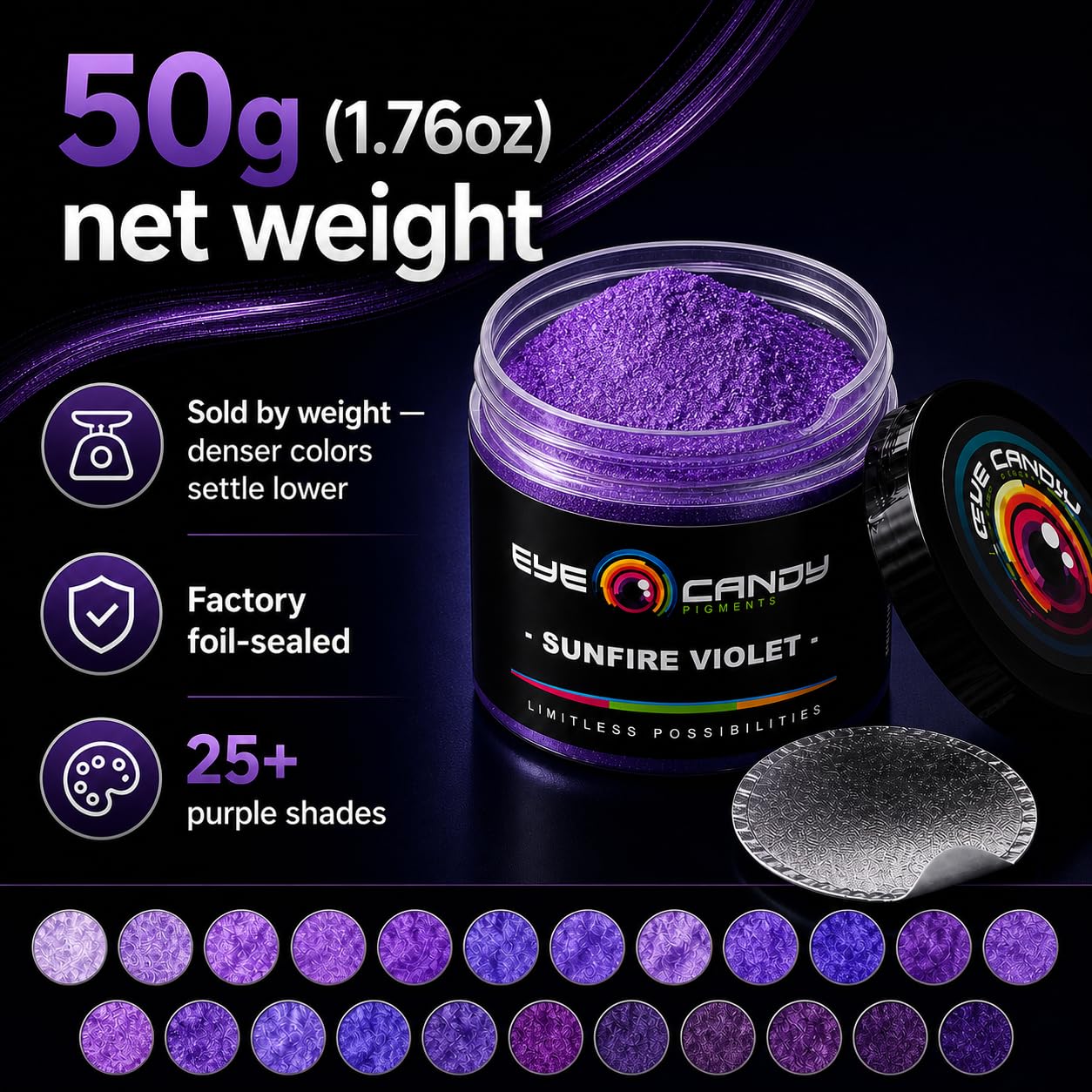 Sunfire Violet purple mica powder for arts