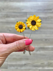 Large sunflower boutonniere yellow brown large 1.5 inches