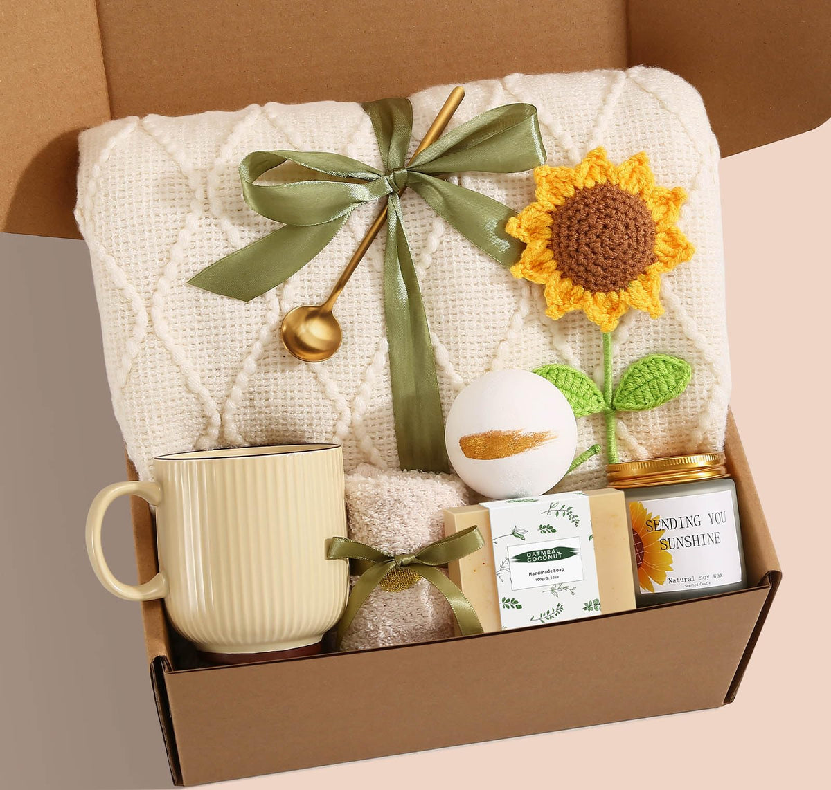 Sunflower Gifts for Women gift basket front view