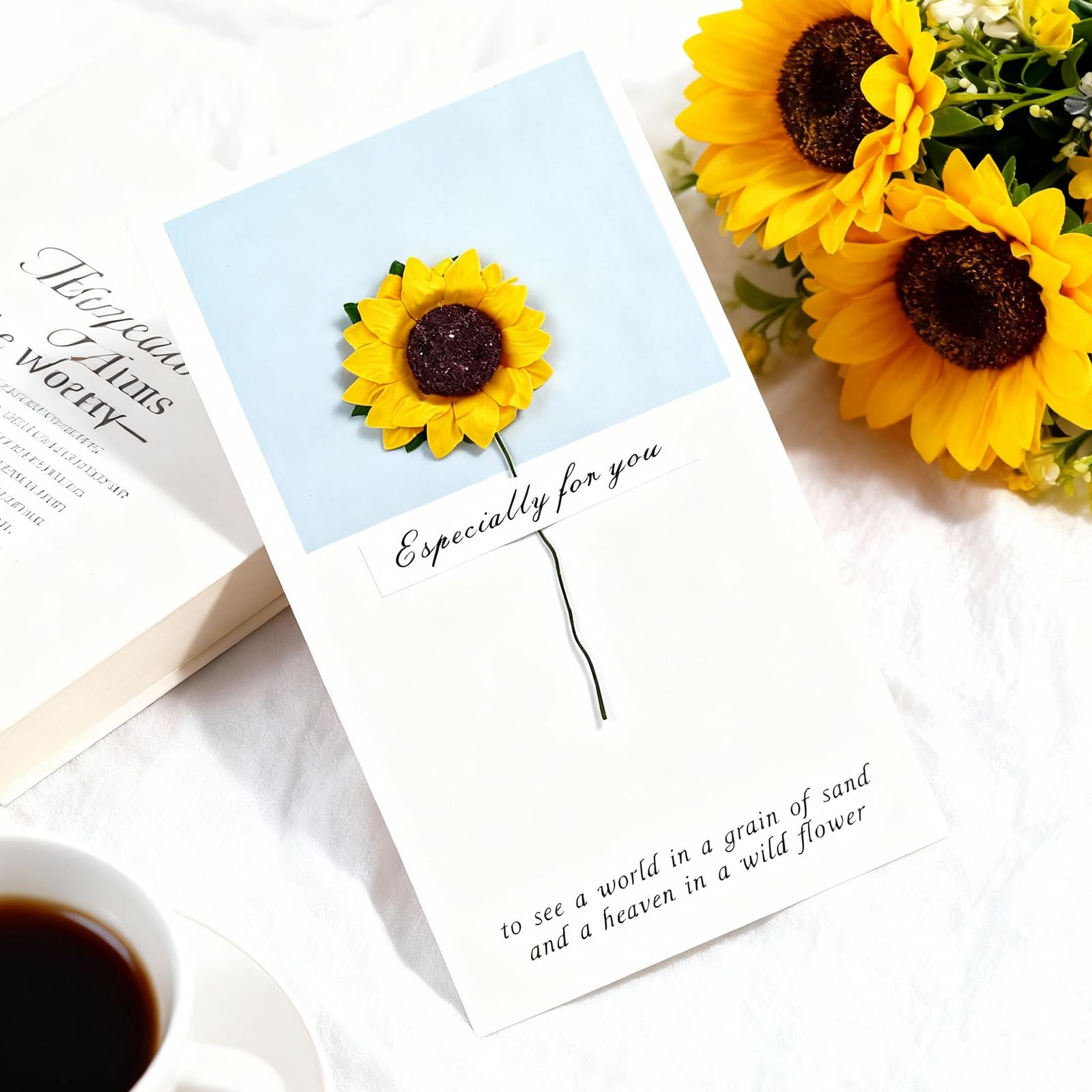 Sunflower greeting card included with gifts