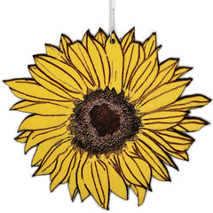 Sunflower hand-painted Christmas ornament 3x3 inches birch wood