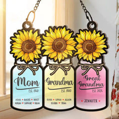 Personalized sun catcher ornament floral mason jar design