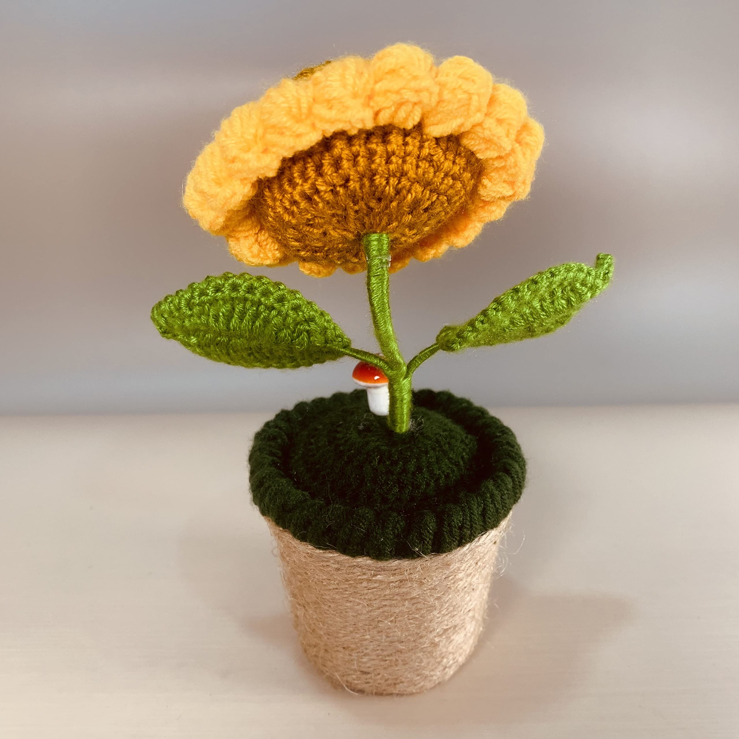 Sunflower crochet ornament for potted decoration and decor