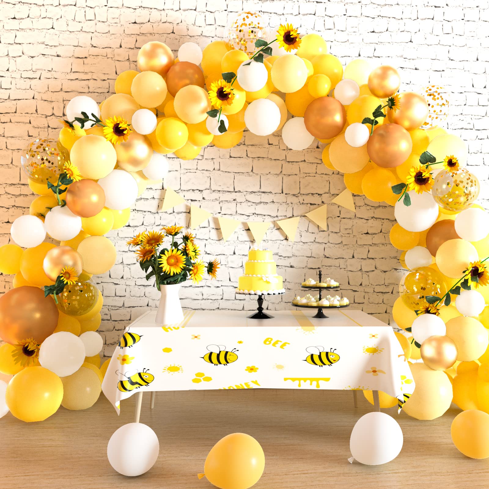 Sunflower vine garland with balloons for arch