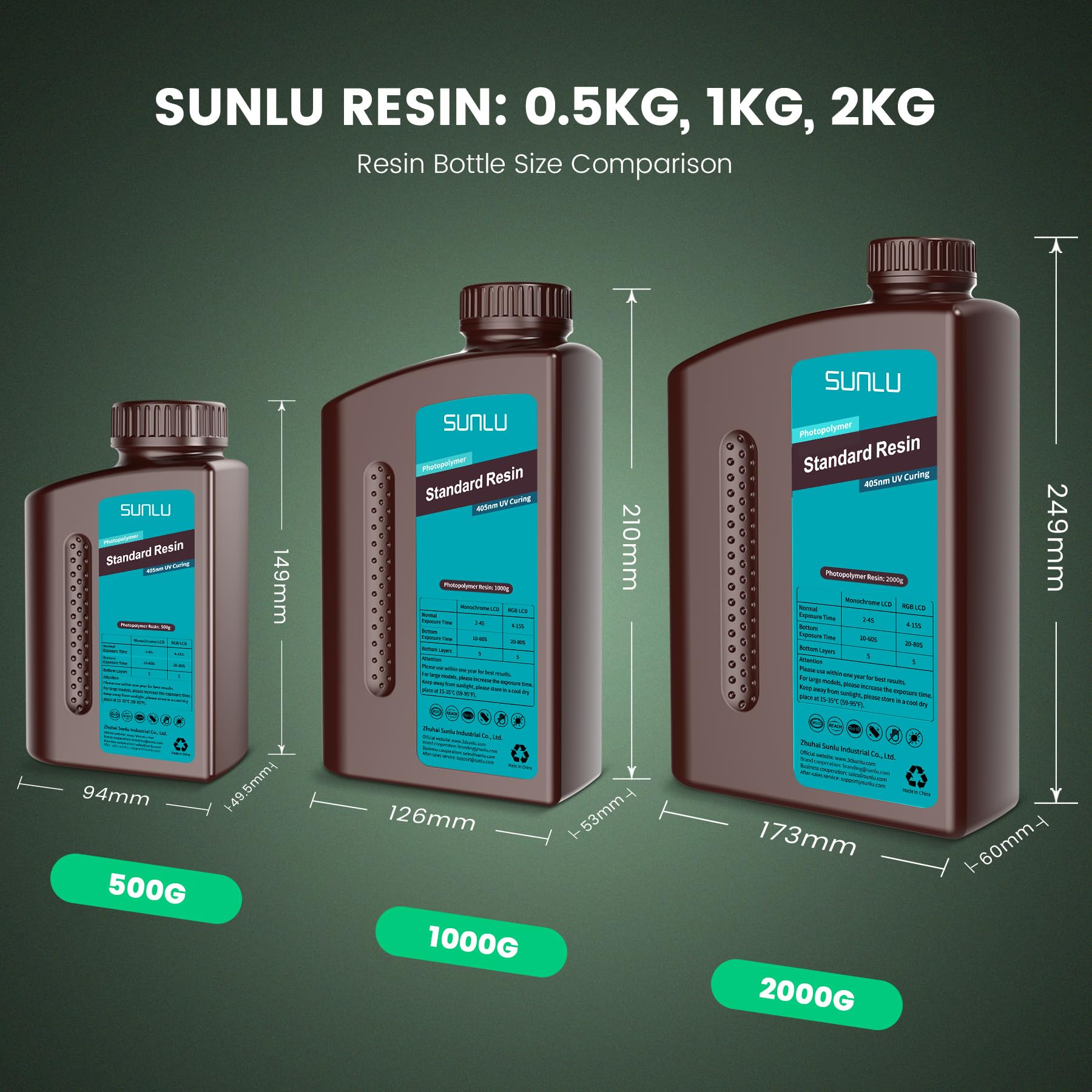 SUNLU 1kg grey resin packaging carton