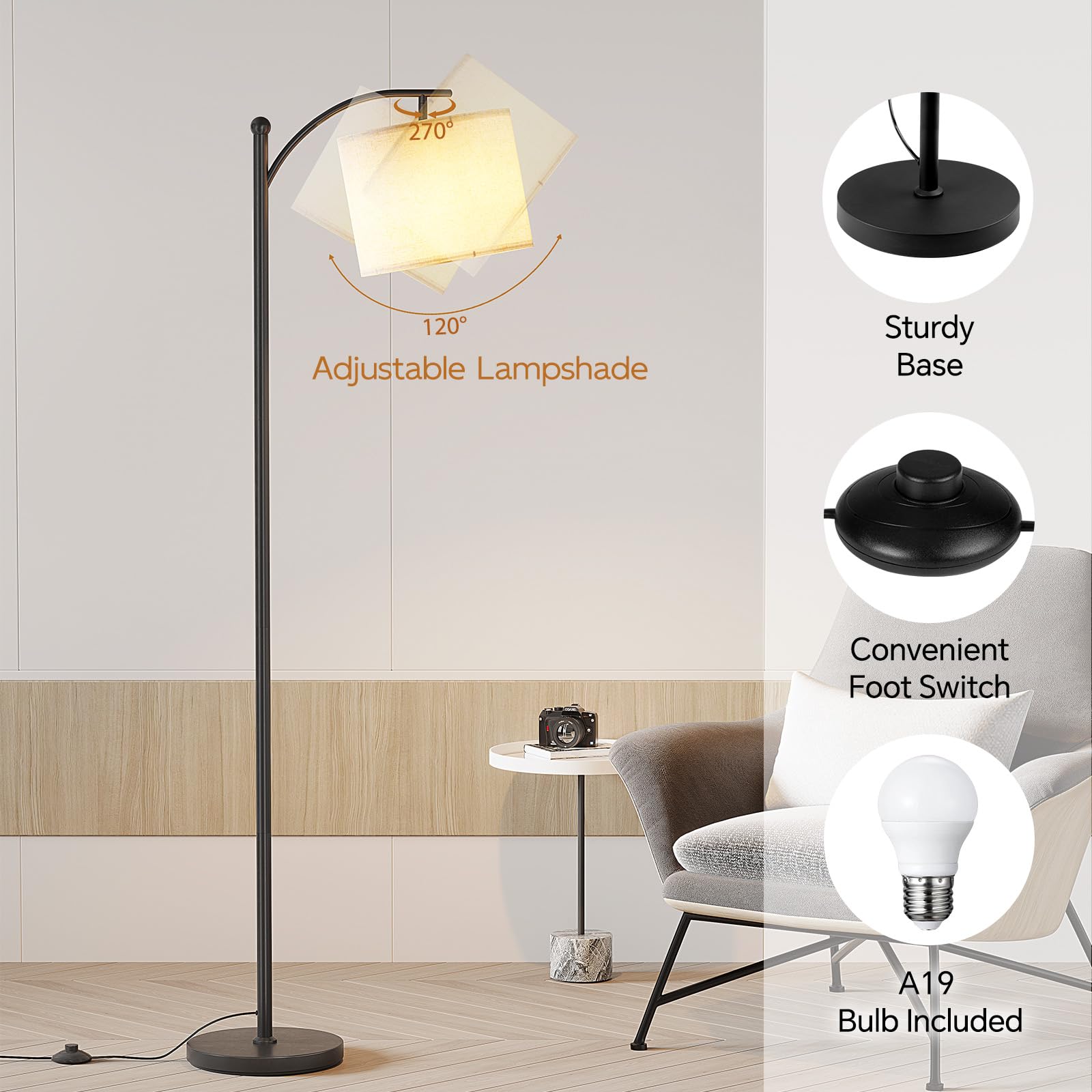 Foot switch controls color temperature on SUNMORY lamp