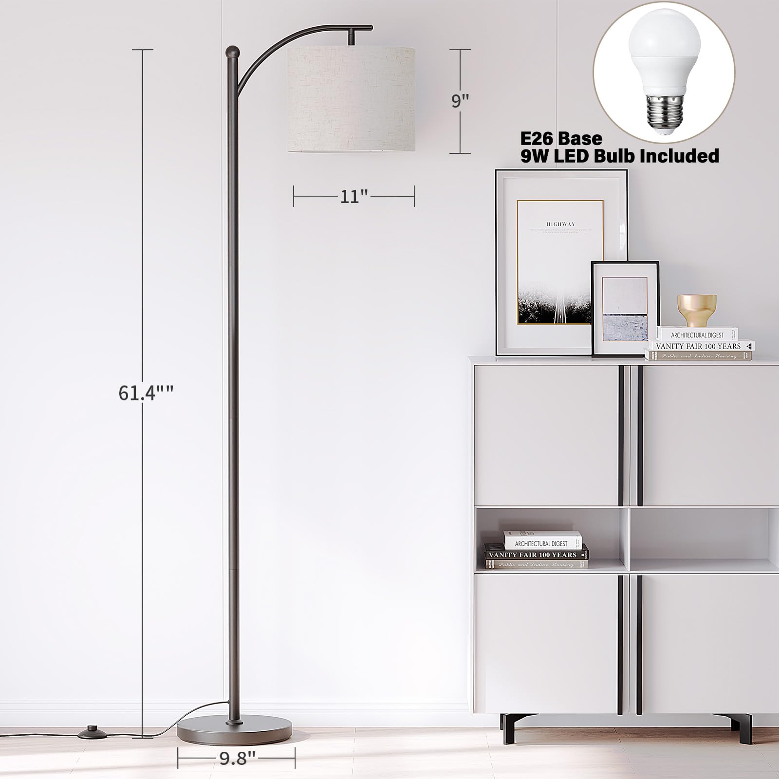 Weighted base for SUNMORY arc floor lamp stability