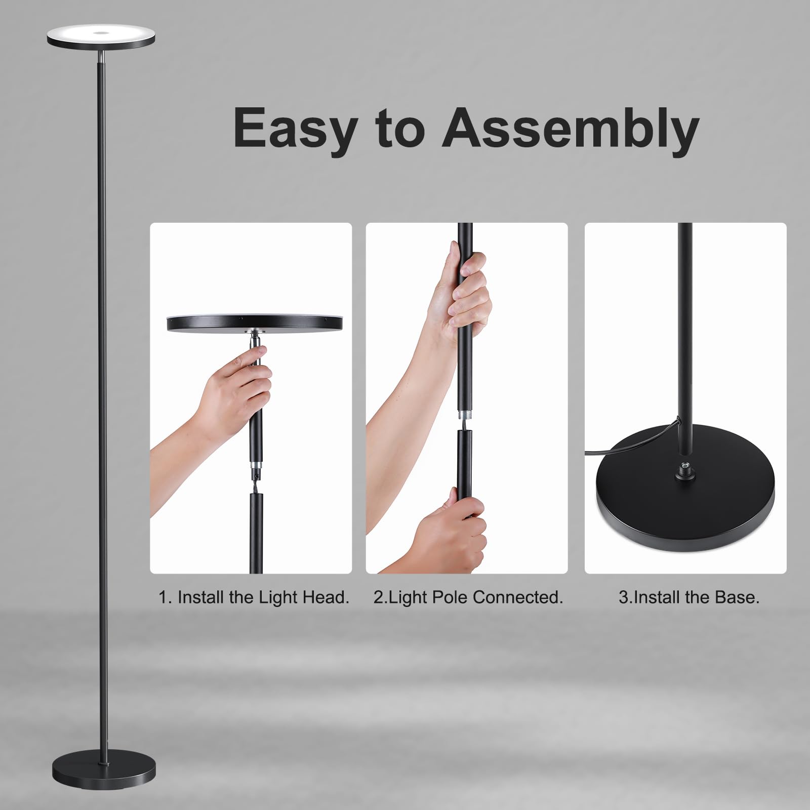 Simple assembly SUNMORY LED floor lamp with user manual