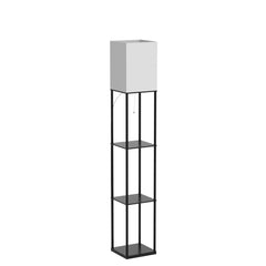 Off-white cloth lampshade on SUNMORY shelf floor lamp