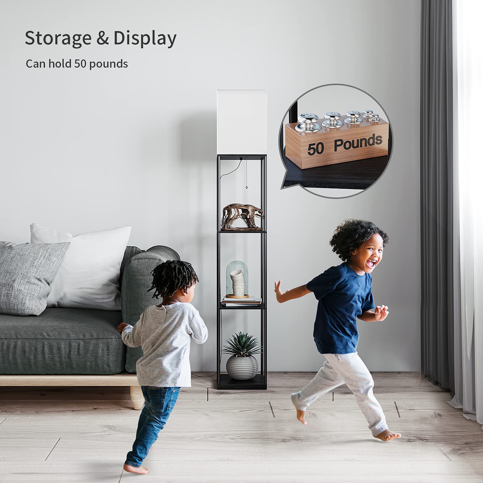 Modern minimalist SUNMORY floor lamp with shelves for home decor