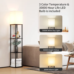 SUNMORY shelf floor lamp with storage shelves for books and decor