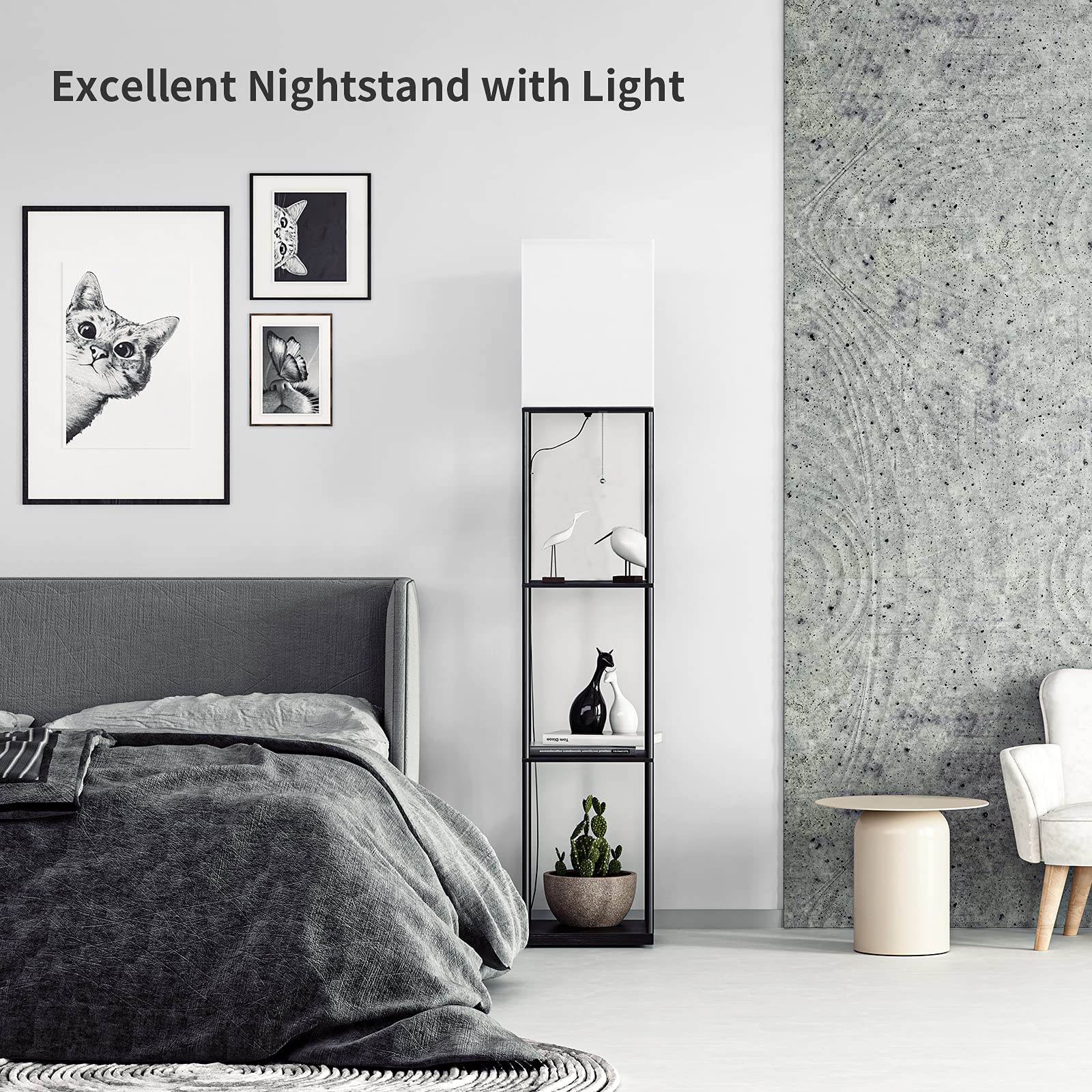 Shelves on SUNMORY floor lamp support over 50 pounds