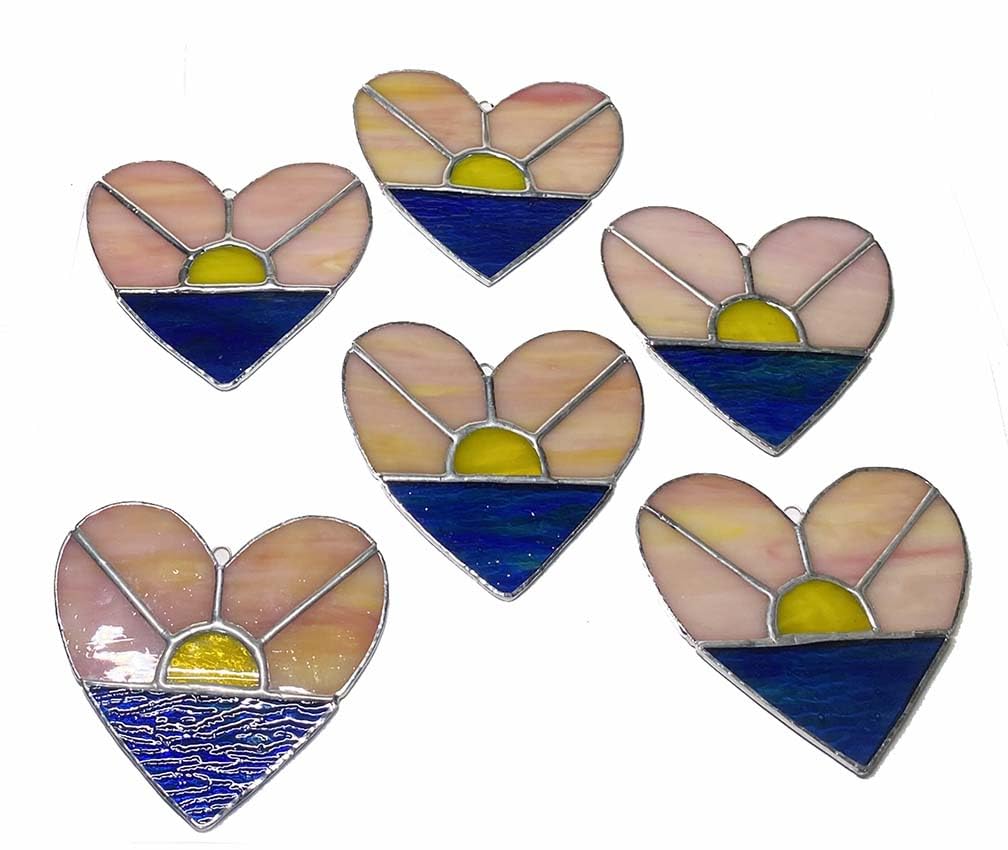 Sunrise or sunset themed stained glass ornament