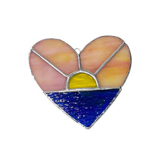 Sunrise Over Water sun catcher with ripple blue green water glass