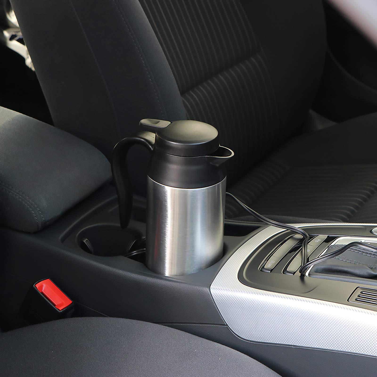 Car travel mug warmer with indicator features
