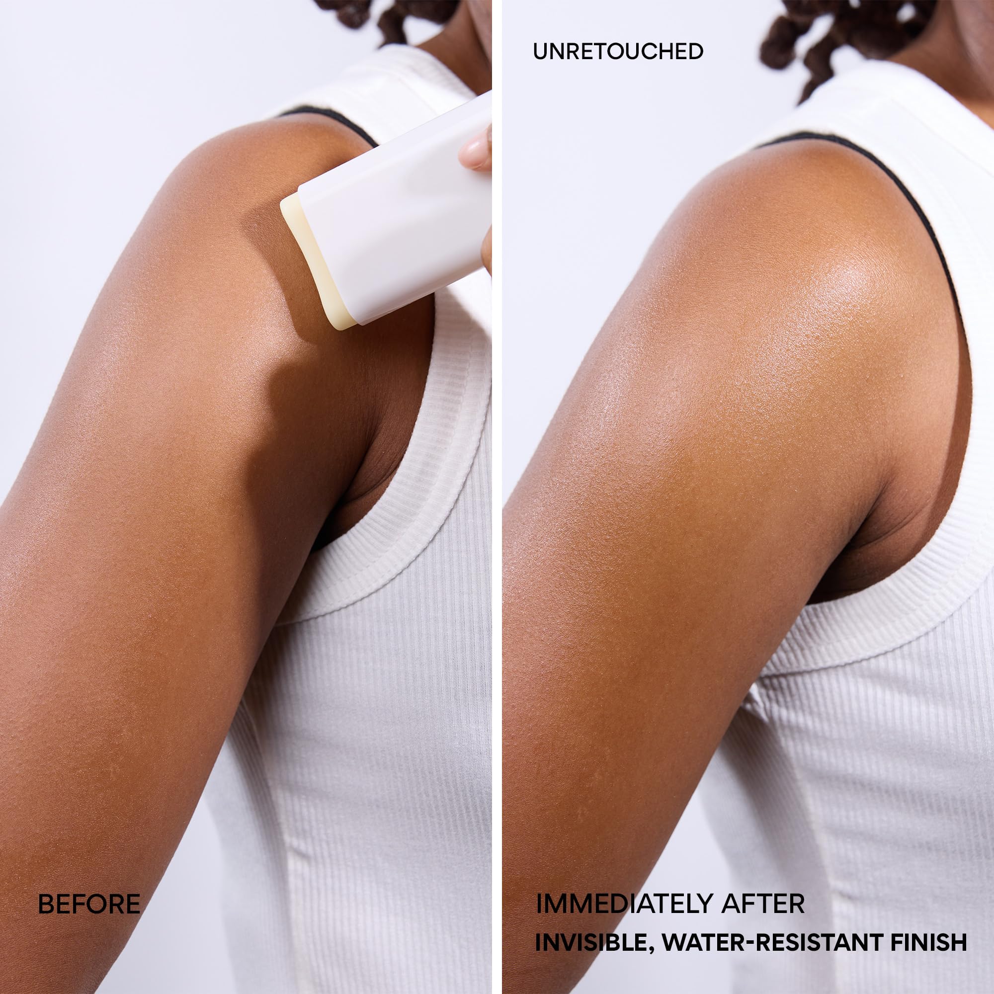 Sunscreen stick showing satin finish texture