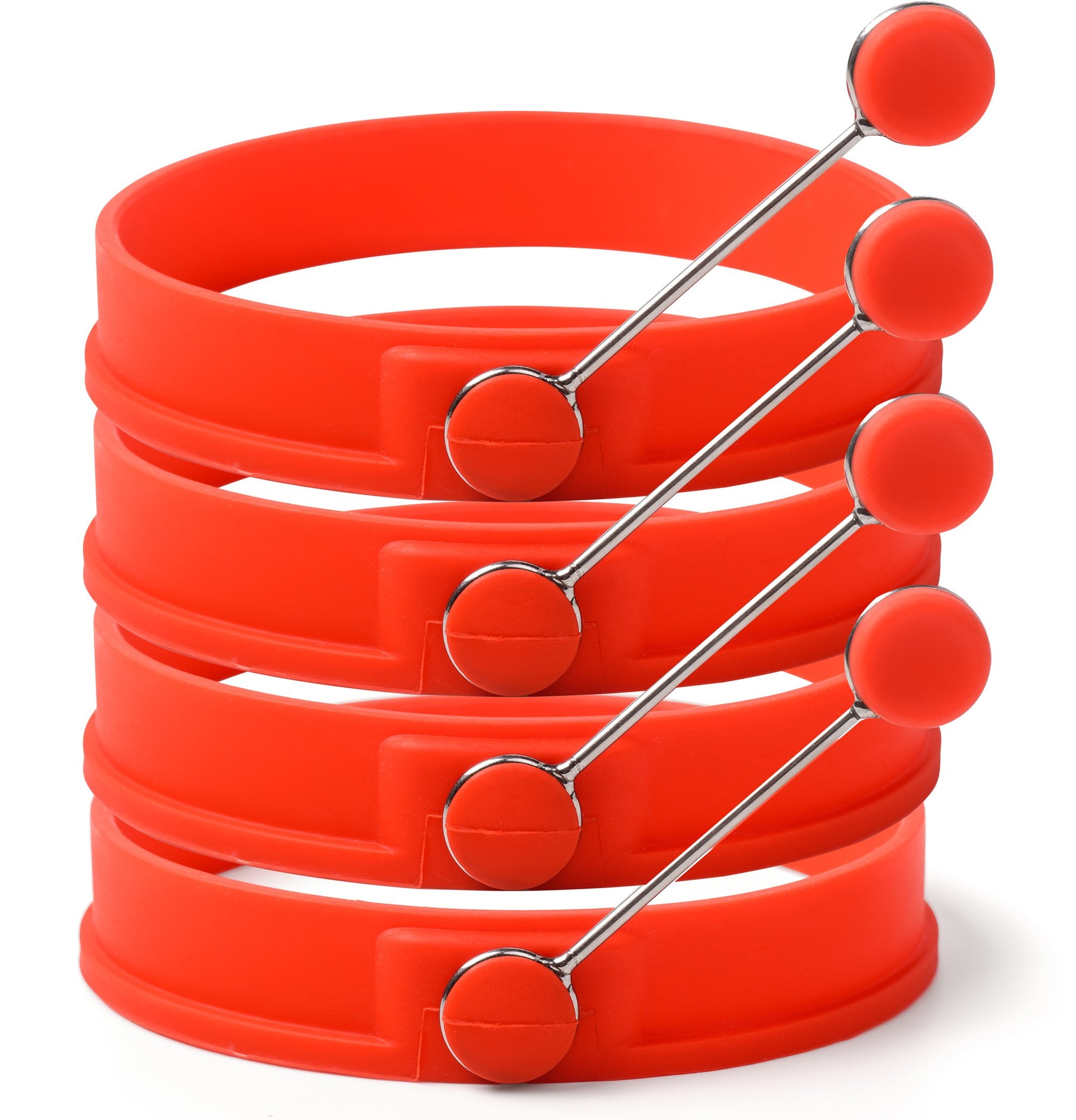 Sunsella silicone egg pancake rings 4 pack with stainless steel handle