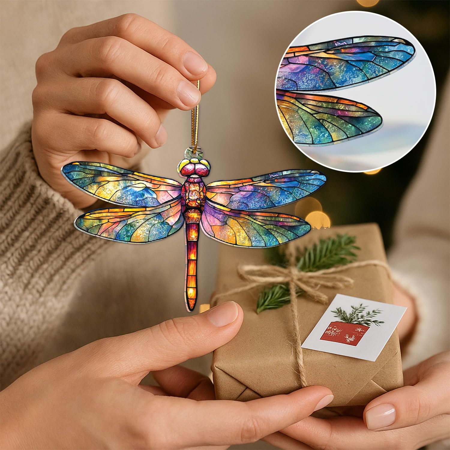 holiday envelope packaging ready to gift dragonfly ornament