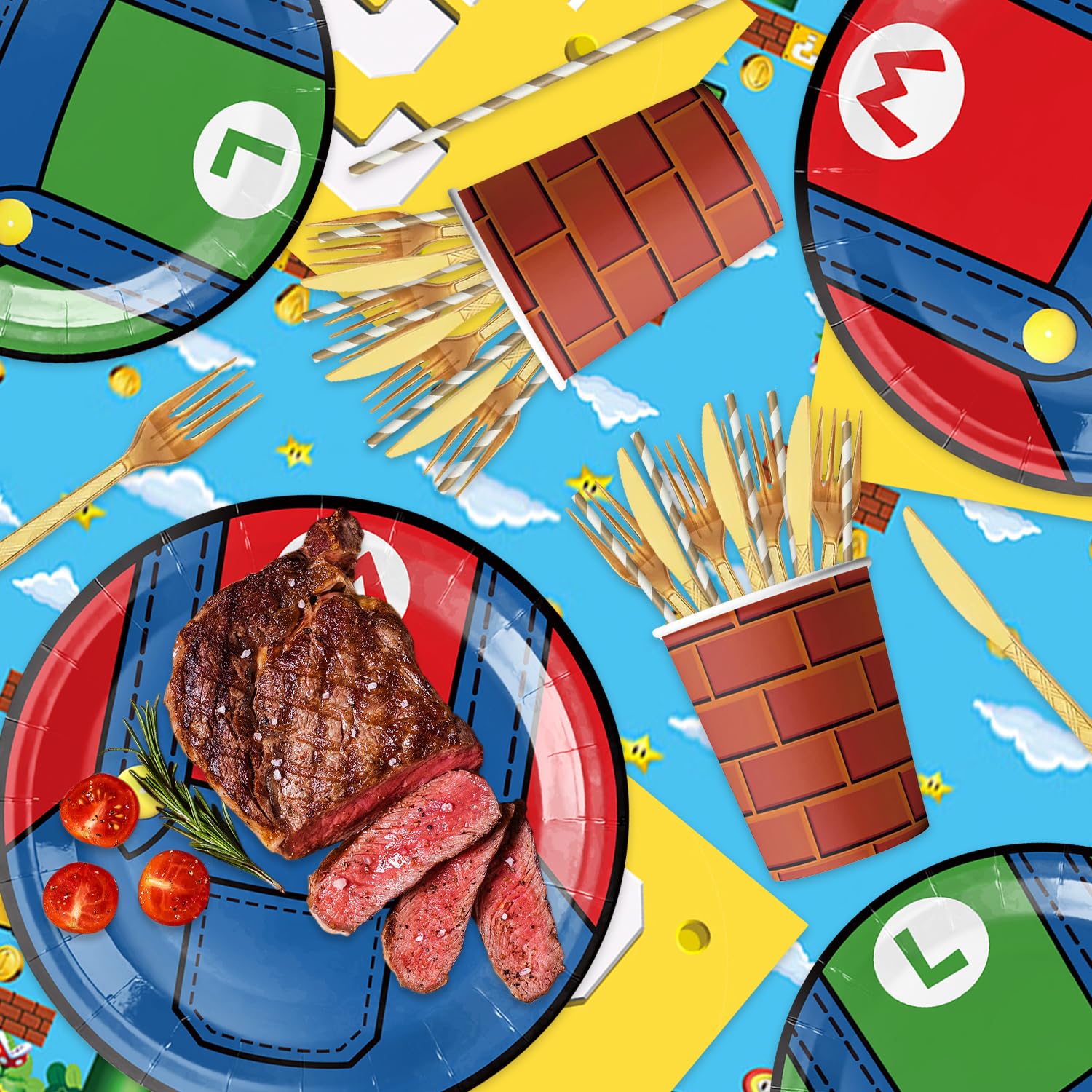 Super Bros birthday decorations bundle for gamers