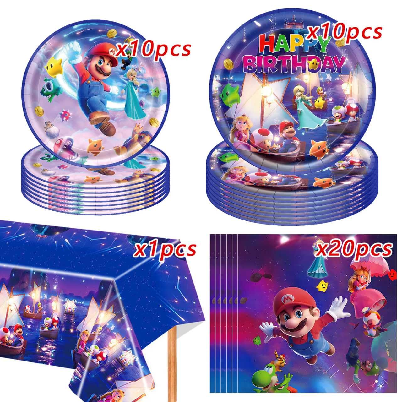Super Bros themed party supplies for birthdays