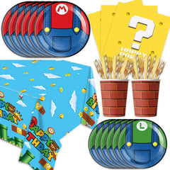 Super Brother party tableware set cartoon game plates and napkins