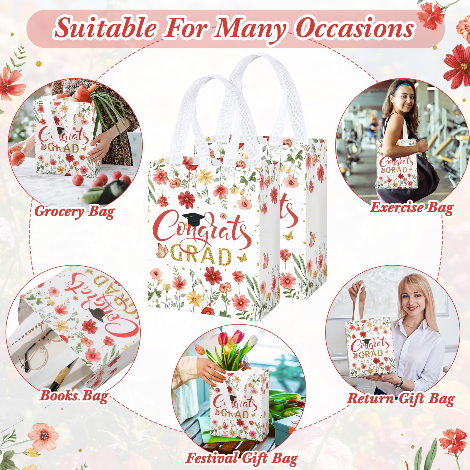 Reusable tote bags for college and high school graduation celebrations