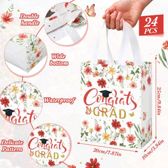 Floral wildflower design graduation gift bag in assorted pastel colors