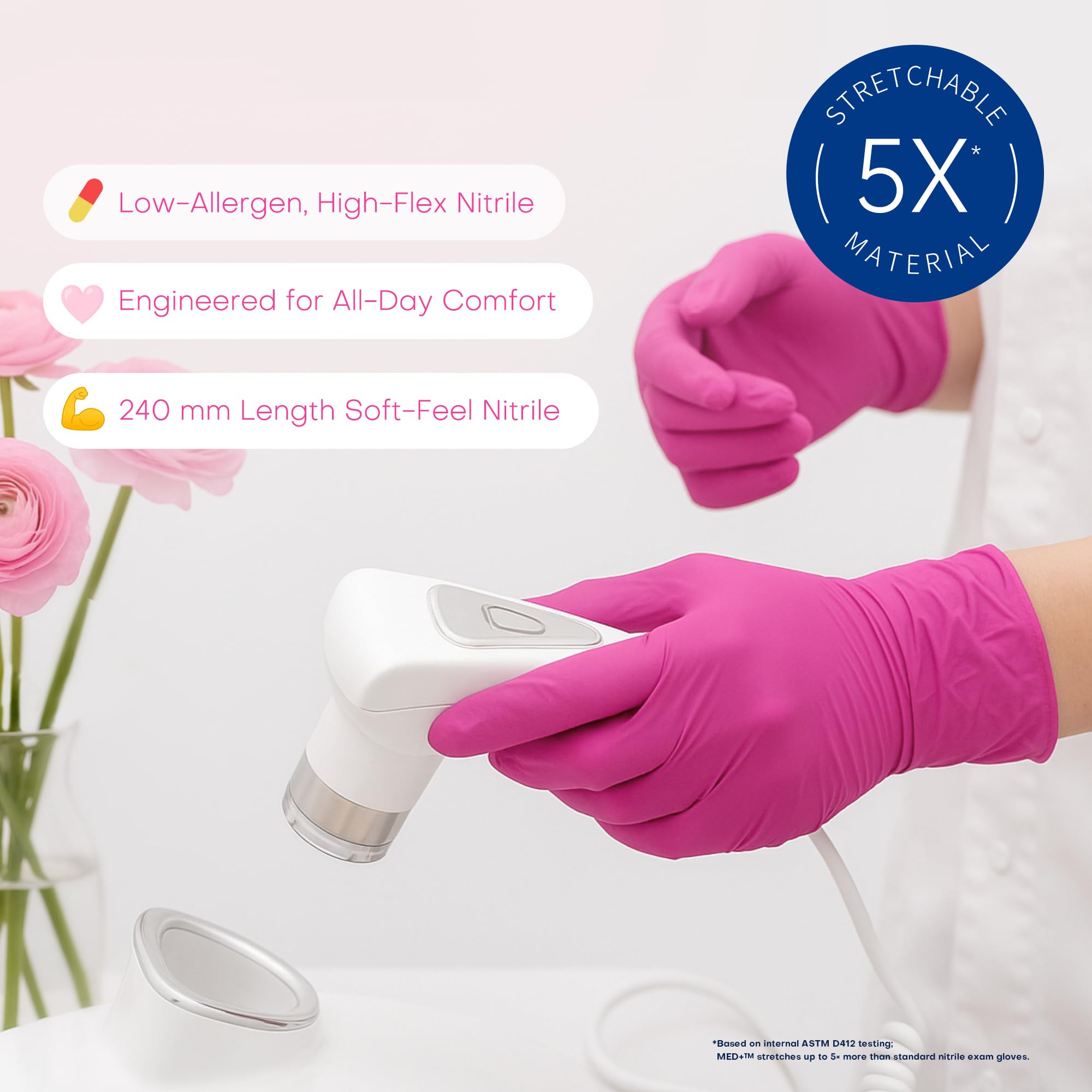 Rose-Orchid color box of 100 Supmedic nitrile gloves