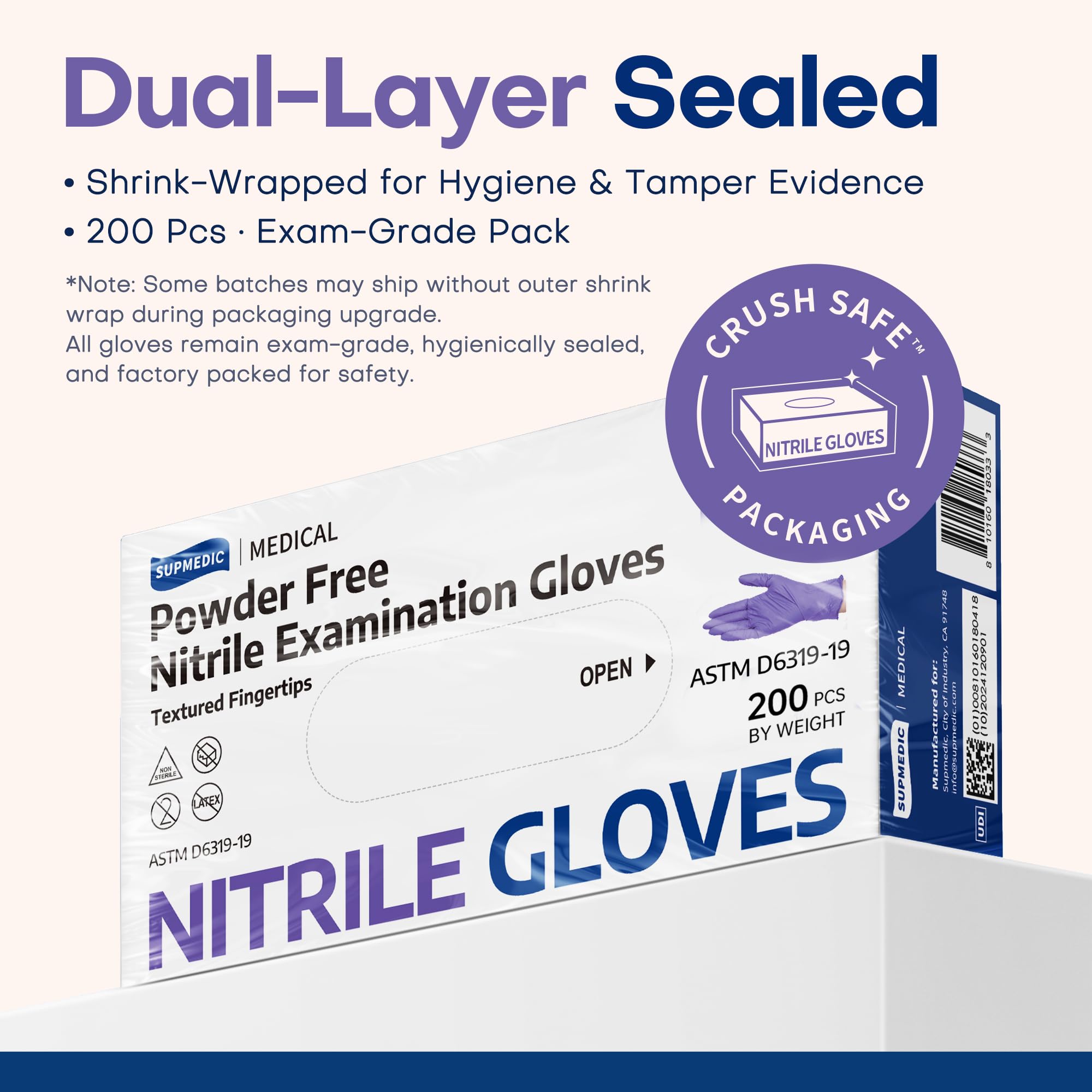 Top-load box packaging with 200 gloves
