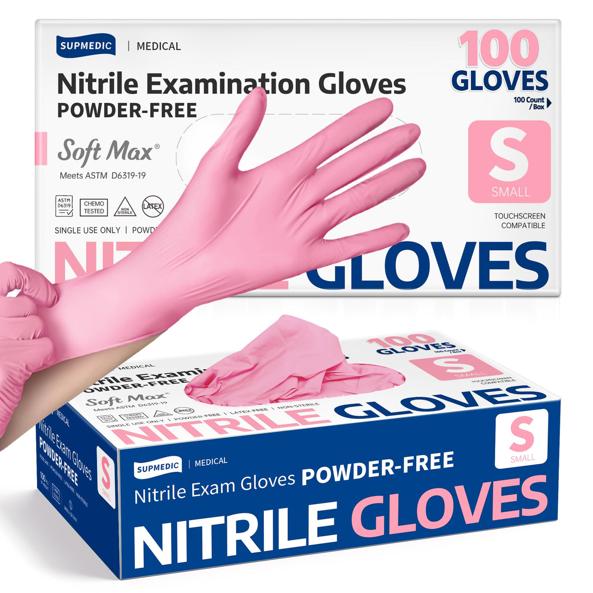 Supmedic nitrile exam gloves box packaging