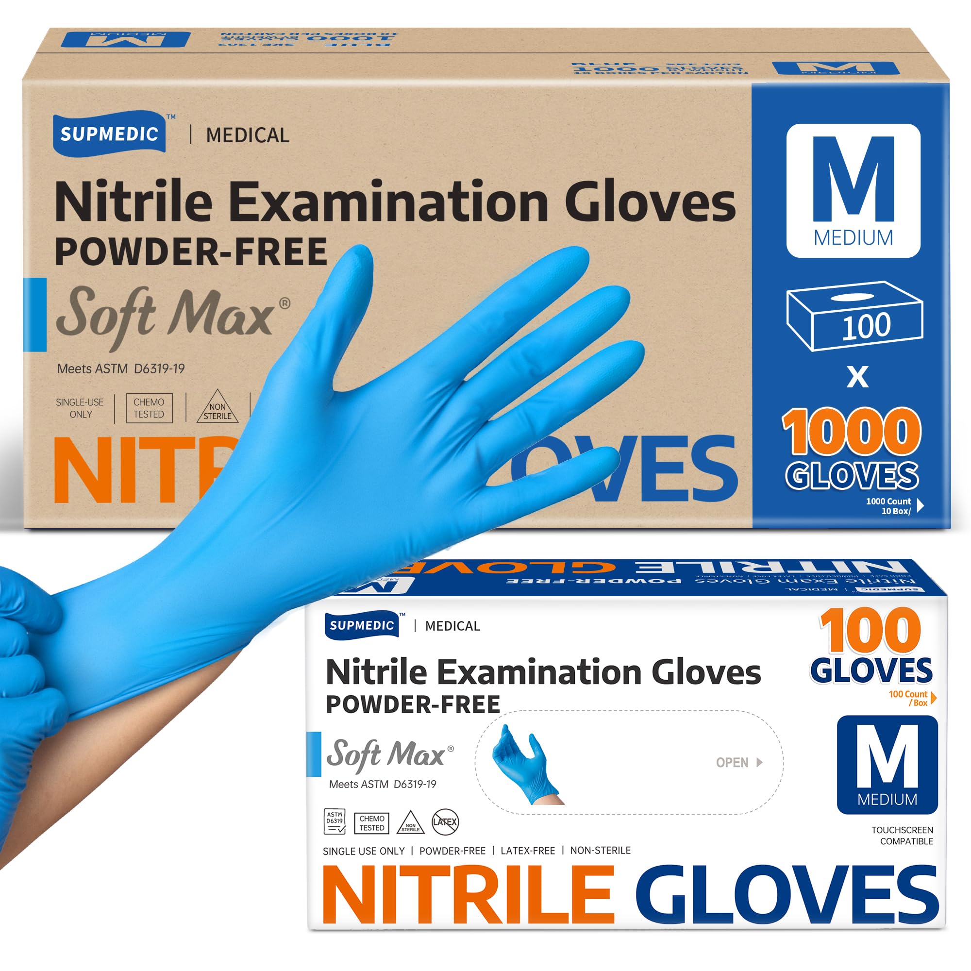 Supmedic nitrile exam gloves 1000 count