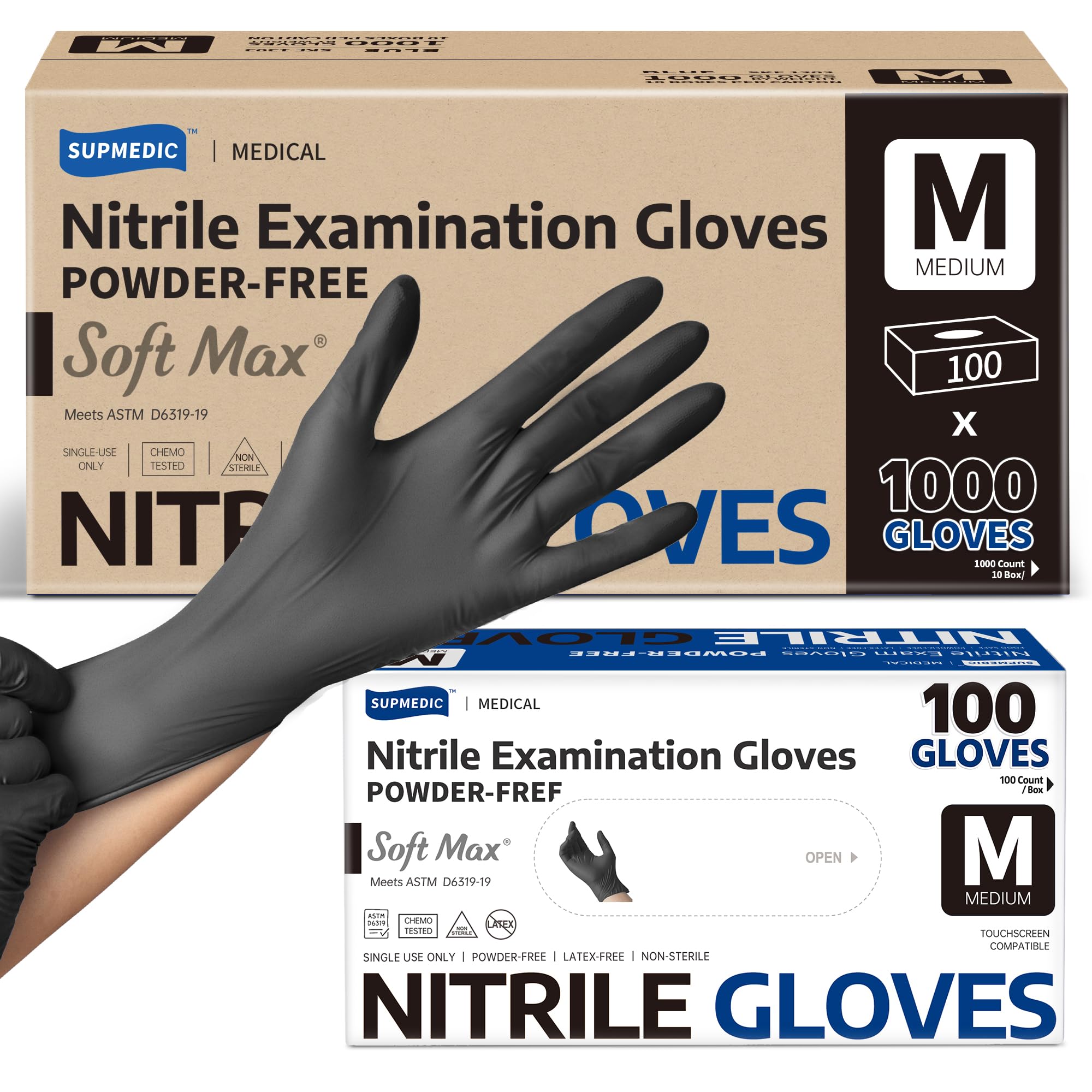 Supmedic Soft Max disposable nitrile gloves black size M