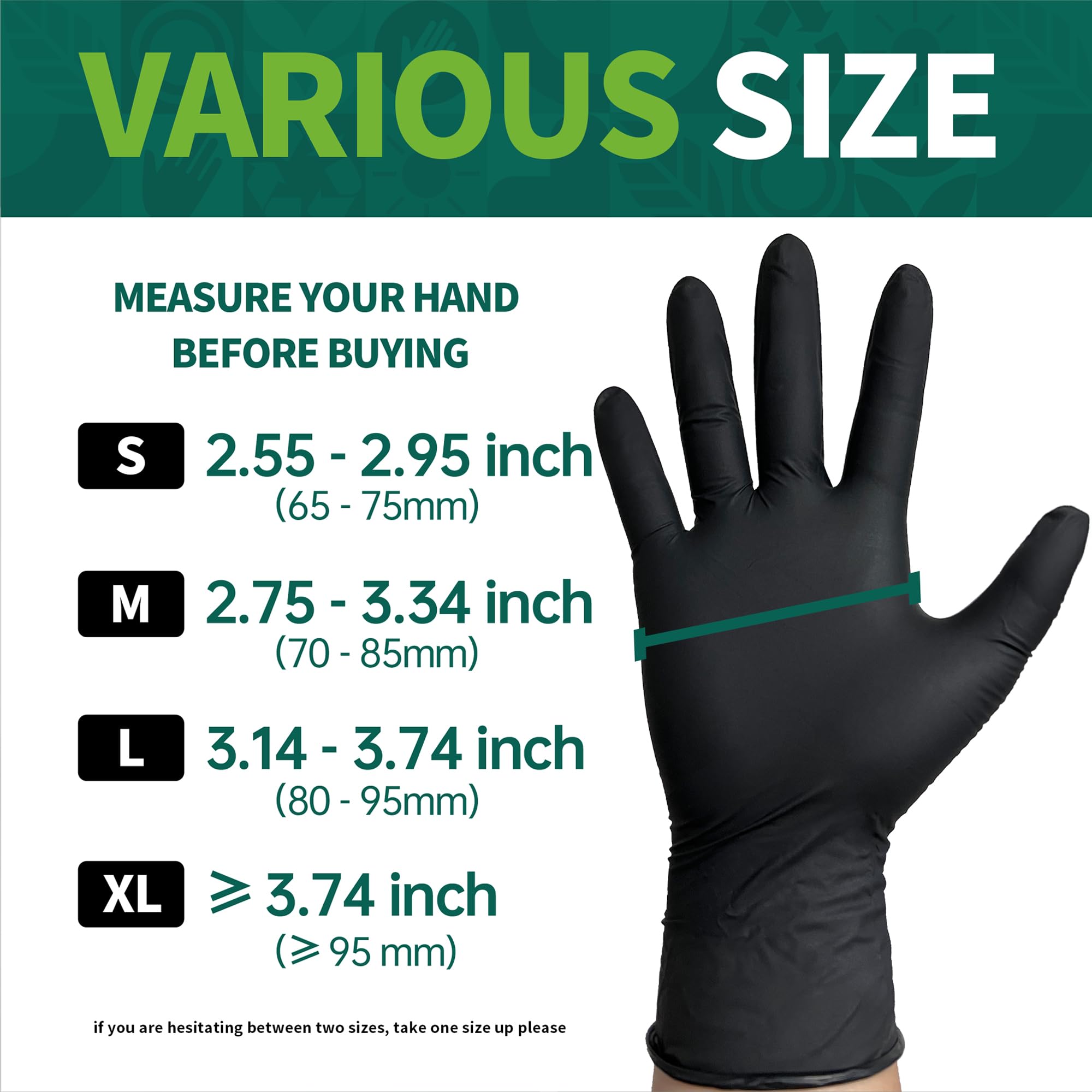 Supmedic vinyl disposable exam gloves black xl 100 pieces