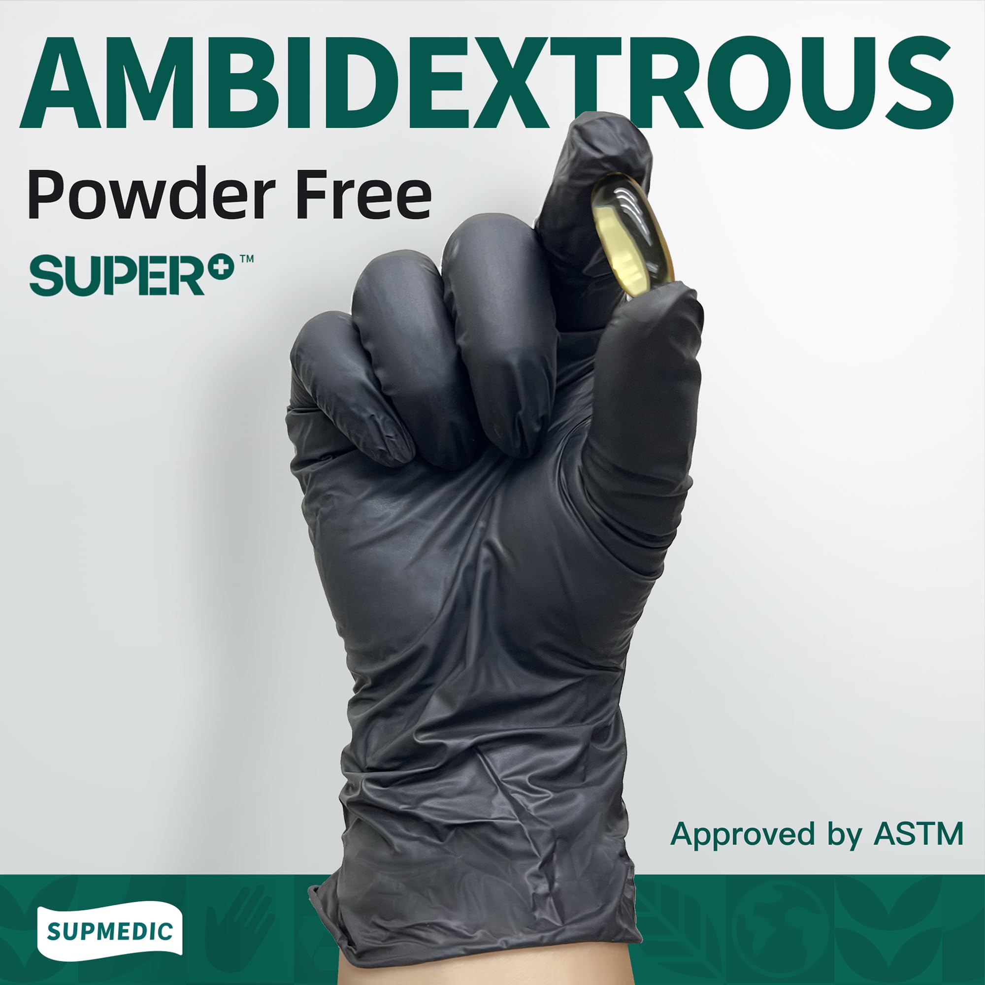 Supmedic vinyl disposable exam gloves black xl latex-free