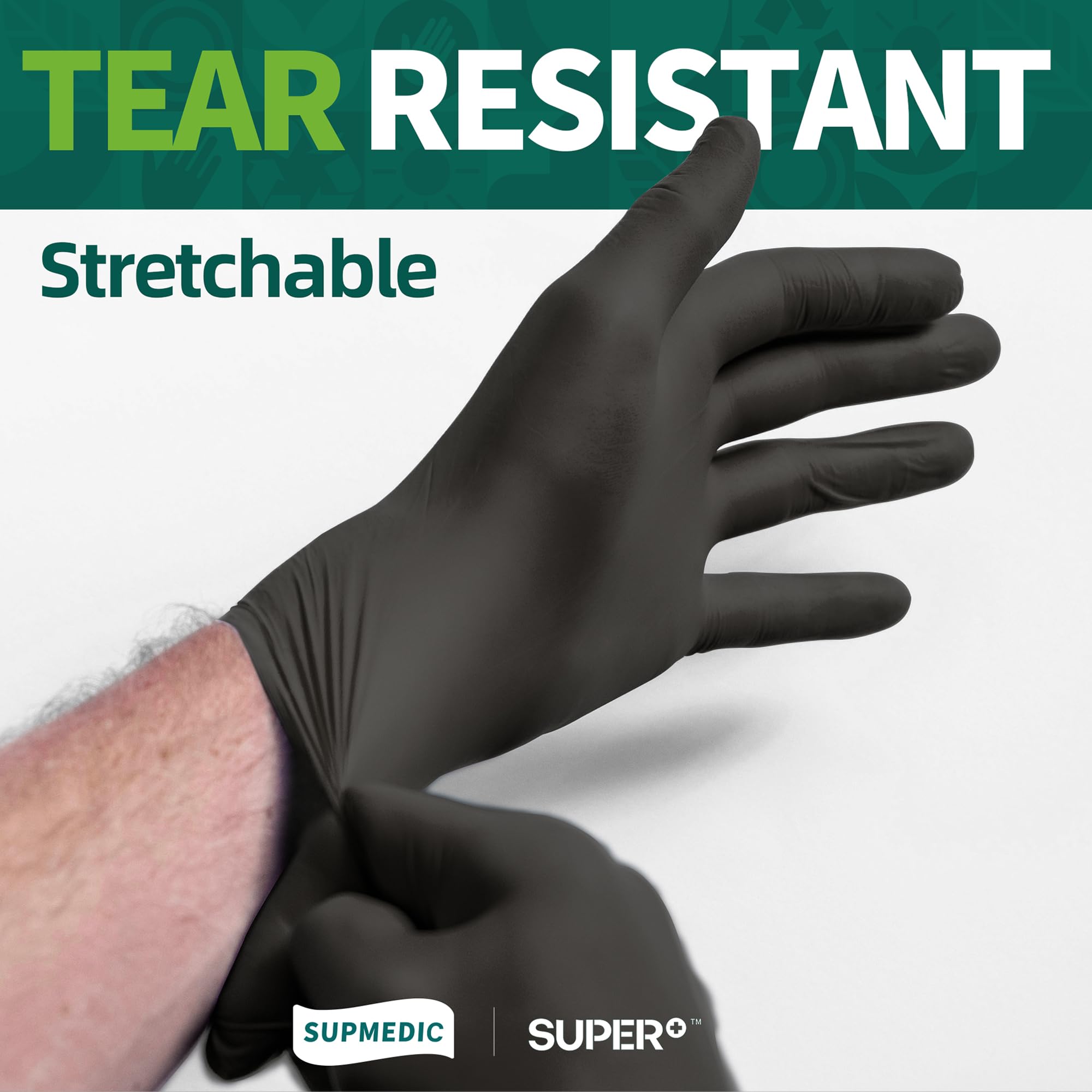 Supmedic vinyl disposable exam gloves black xl pack 100