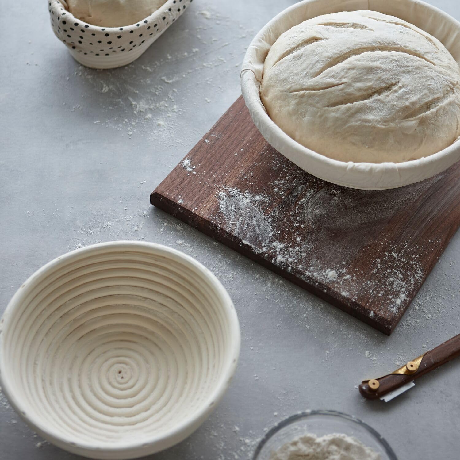 Walnut bread lame with five razor blades for bread scoring