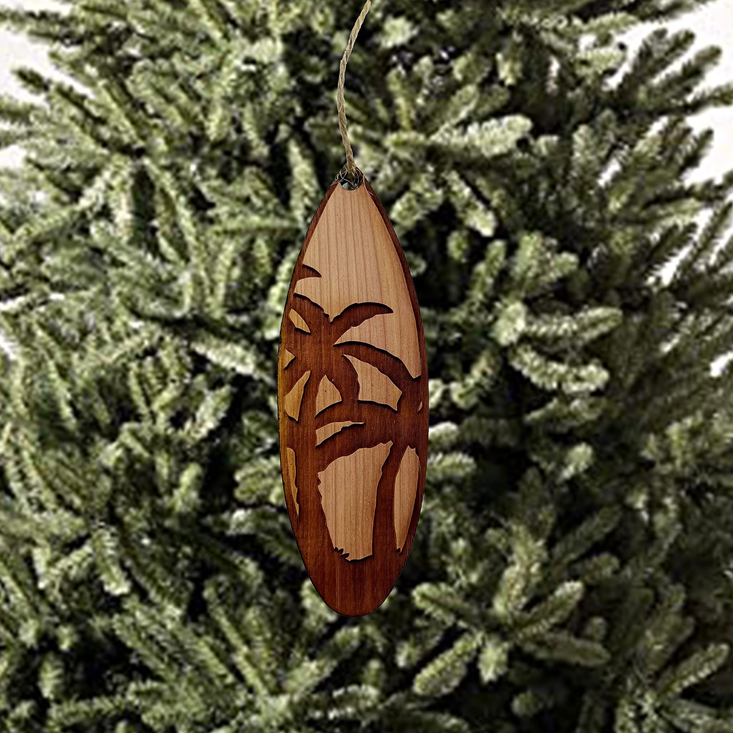 Cedar ornament palm tree surfboard display image