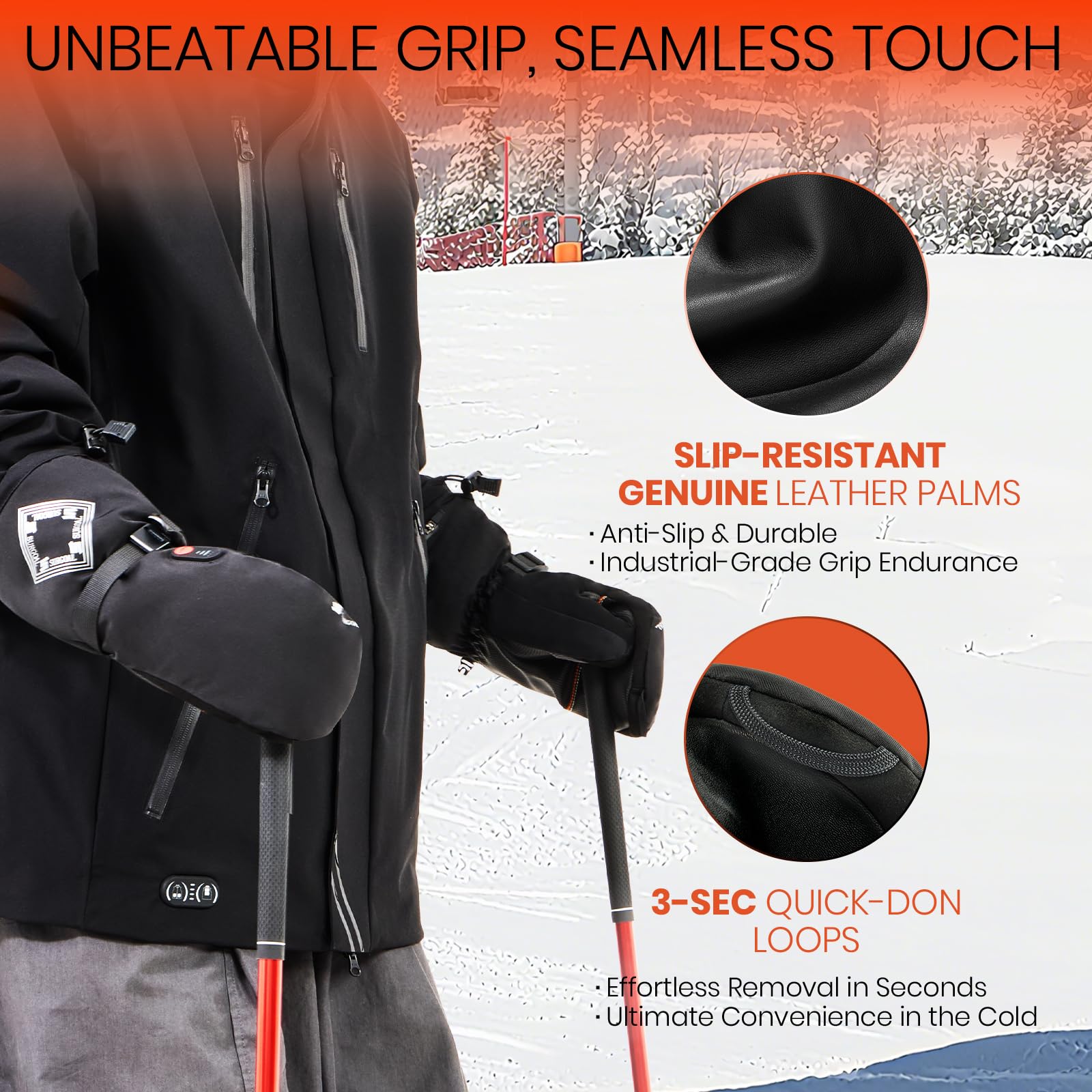 Complete SURGOAL heated mittens kit with charger and storage bag