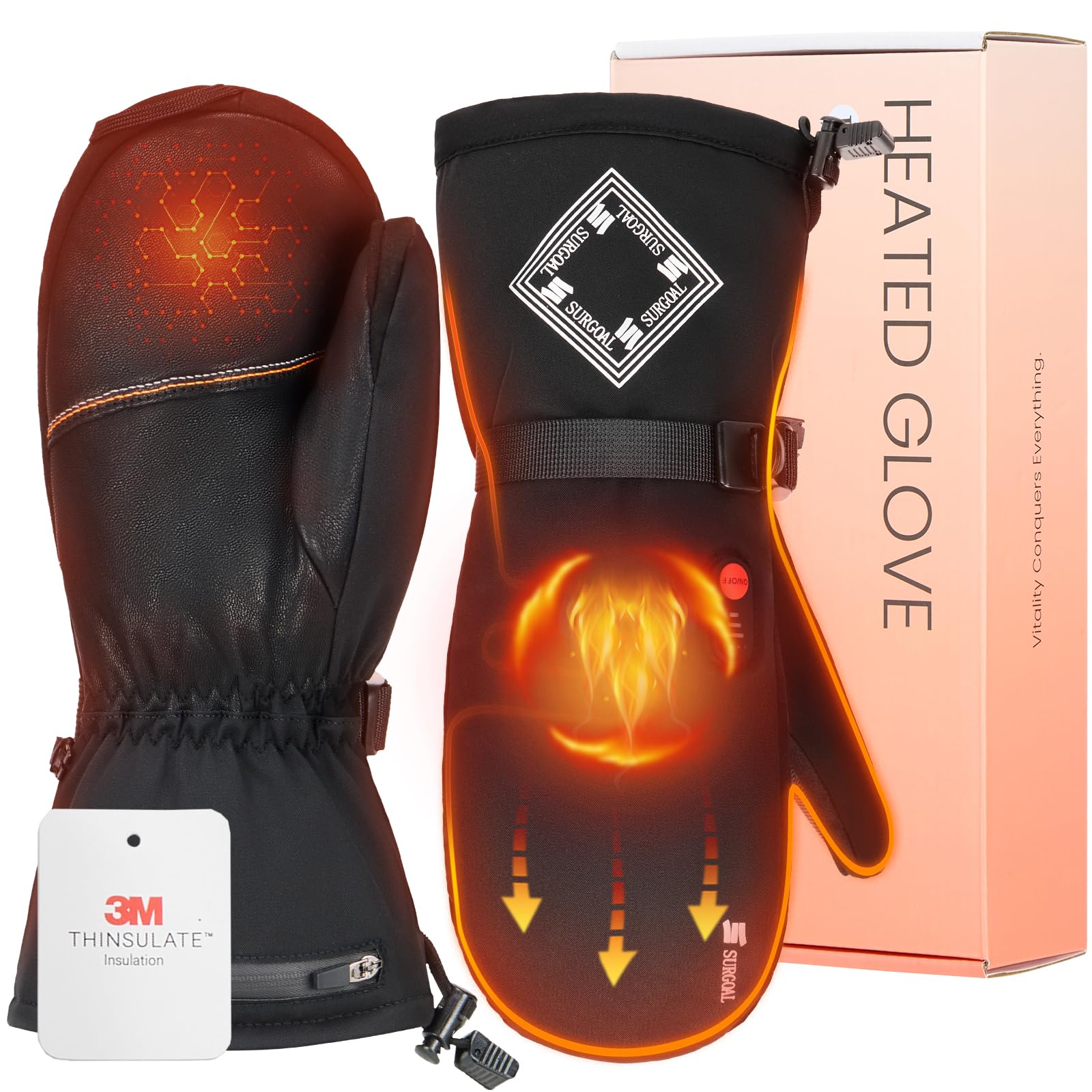 SURGOAL Heated Mittens battery powered heating system