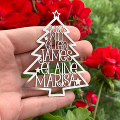 Surname Christmas ornament with silver finish