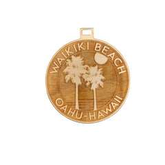 Baltic Birch wood ornament USA made Waikiki Beach design