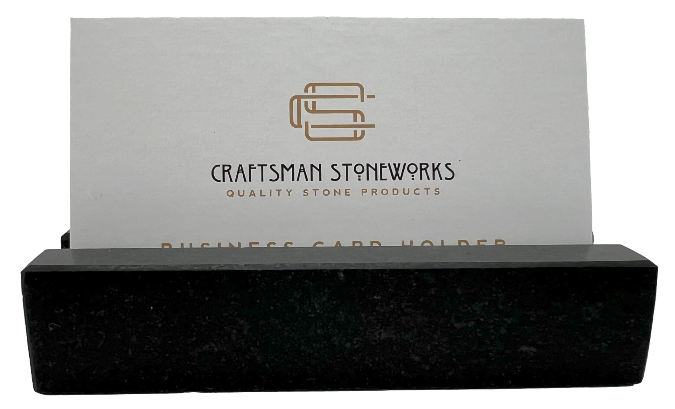 Sustainable recycled granite desk card display