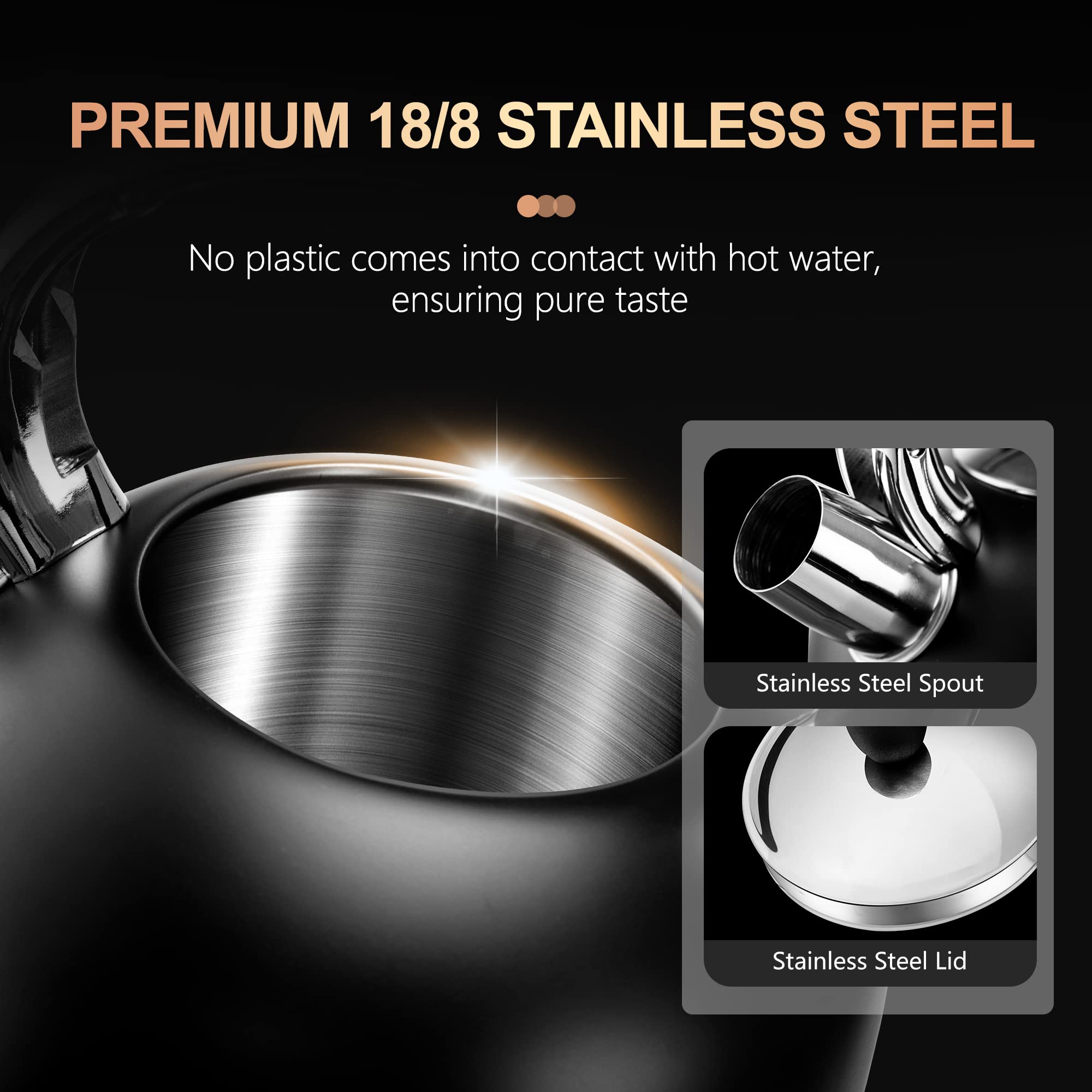 SUSTEAS tea kettle 5-layer bottom for even heating