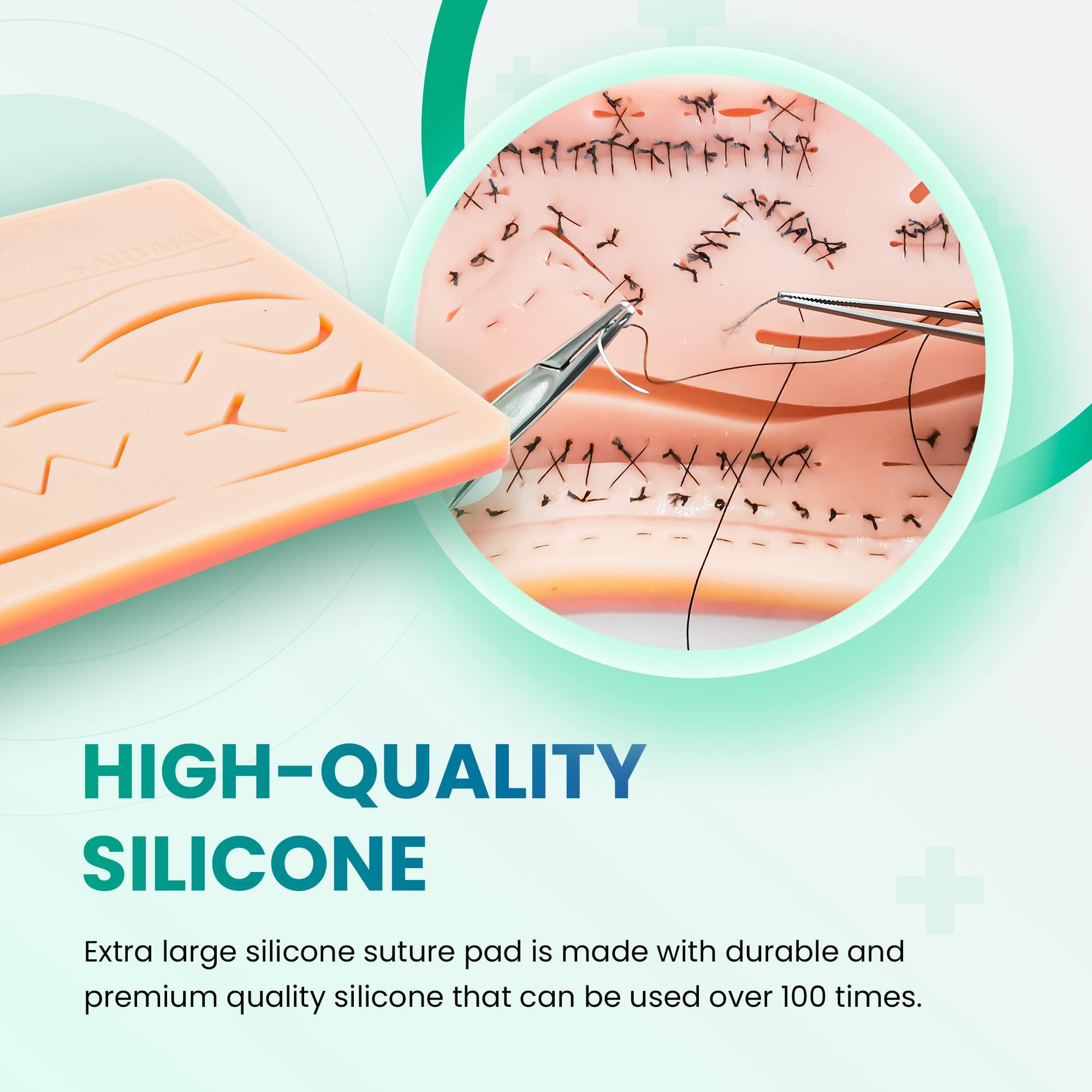 Three-layer silicone pad simulates skin fat and muscle