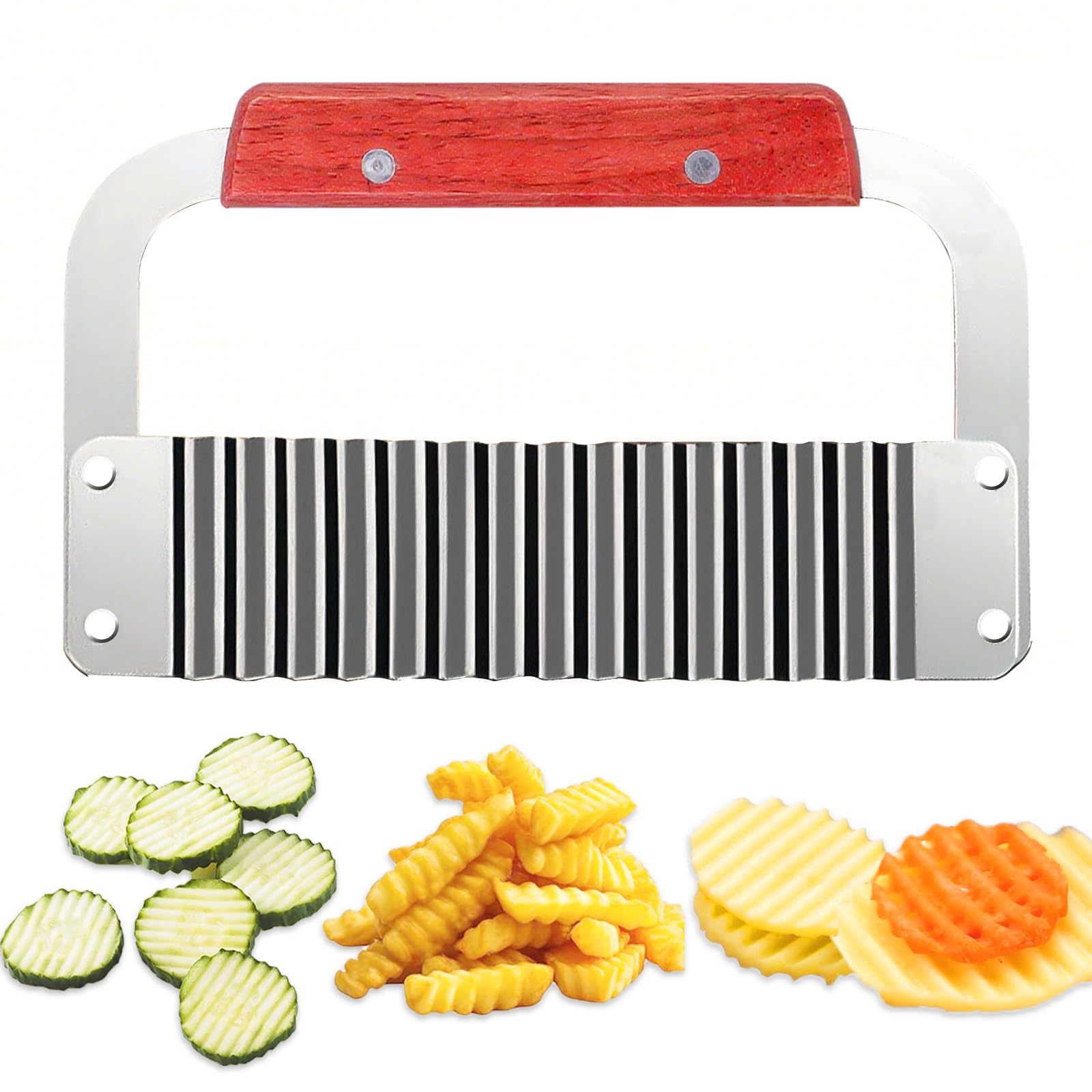 Suuker Crinkle Cutter with wavy blade and wooden handle