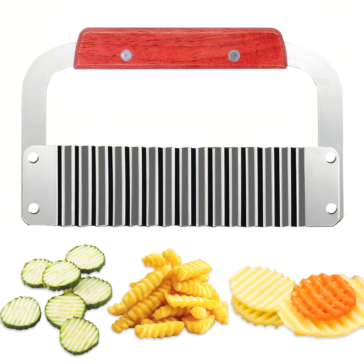 Suuker Crinkle Cutter with wavy blade and wooden handle