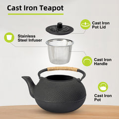 cast iron teapot enamel interior 650ml kitchen setting