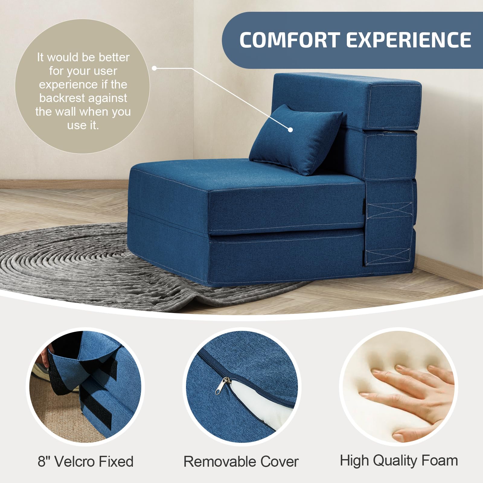 SUYOLS single28 navy blue sofa bed removable washable cover