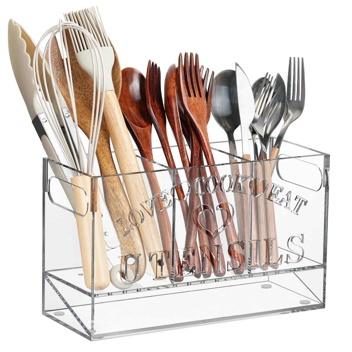 Suyue Y Utensil Holder extra large clear acrylic on kitchen counter