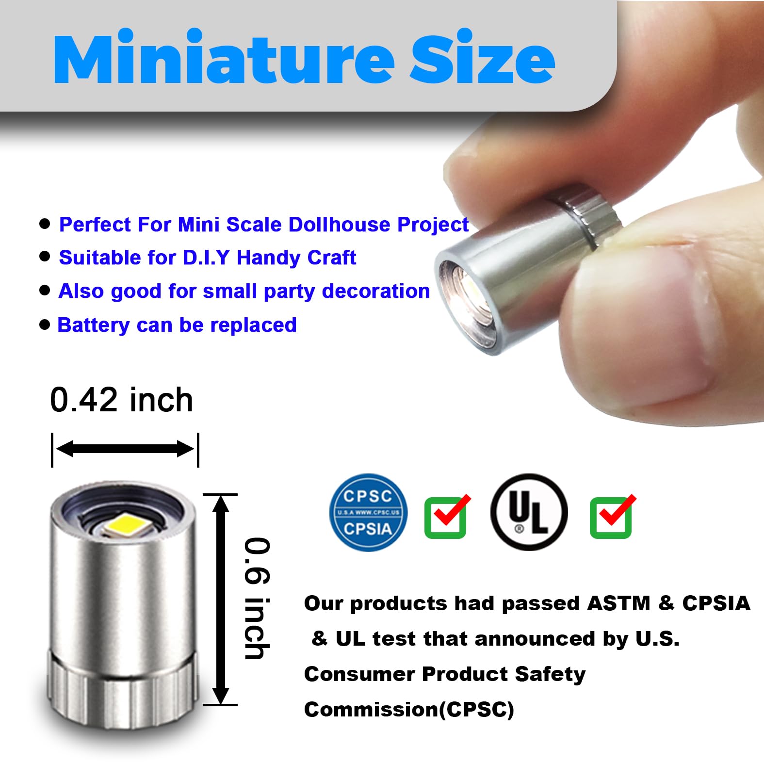 Miniature LED lights battery powered with three AG3 batteries included